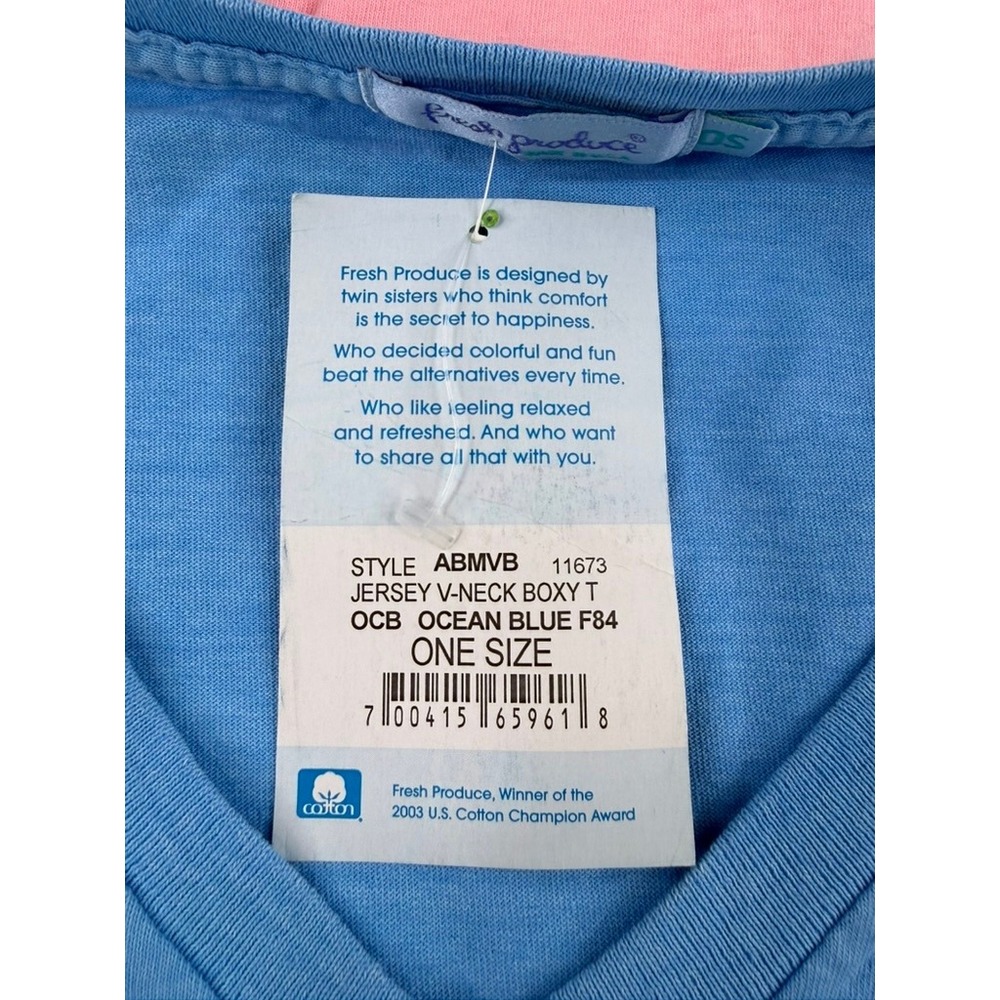 Fresh Produce Boxy T-Shirt Set 2PK Blue Cocktails Pink Flip Flops OS NWT USA - Picture 7 of 10
